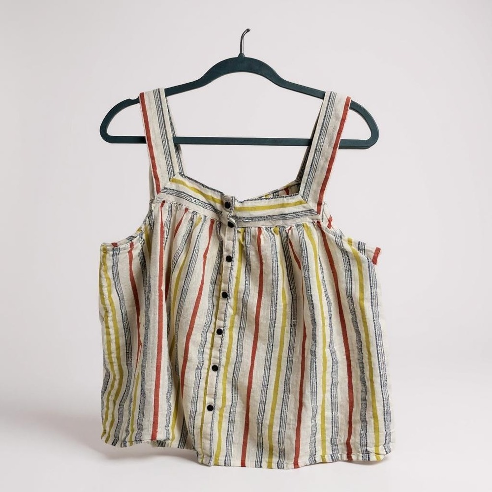 a.n.a a new approach Tank Top Womens XL Multicolor Striped Button Front‎ Square